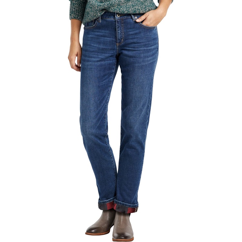 L.L. Bean Signature Lined Low-Rise Straight-Leg Flannel-Lined Boyfriend Jeans – Women’s