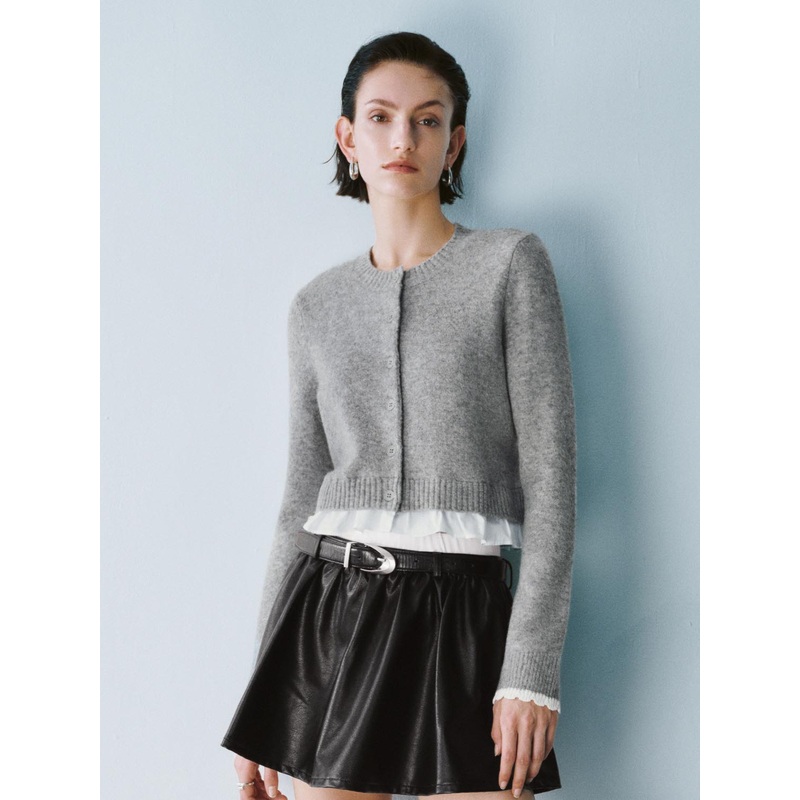 2 In 1 Knitted Cardigan Dark Grey XS