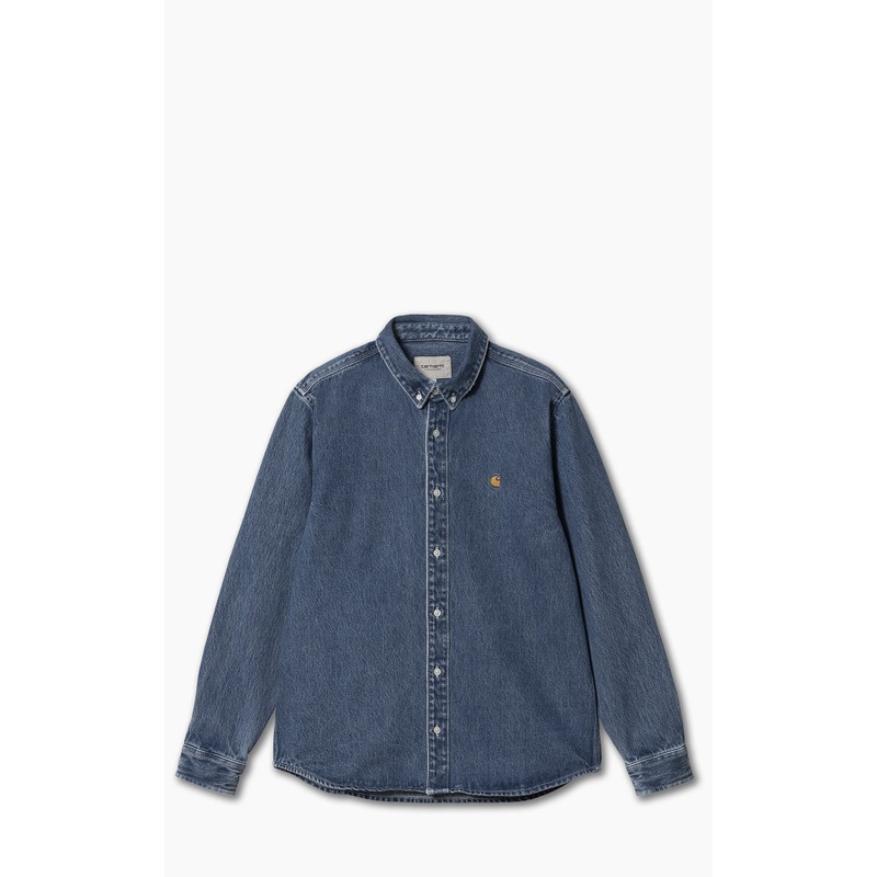 Carhartt WIP L/S Weldon Shirt Perry Denim Blue Heavy Stone Wash M