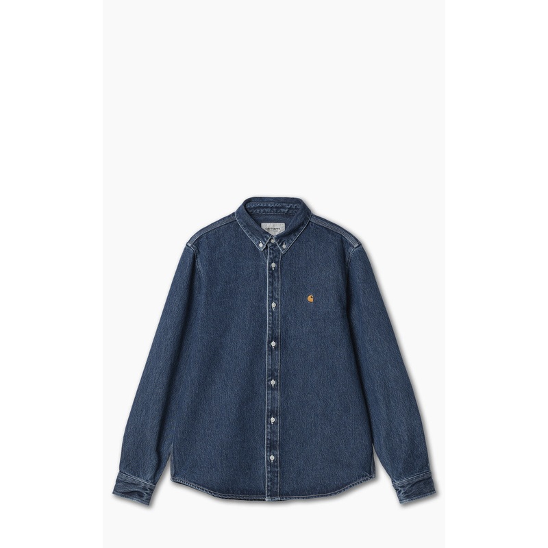 Carhartt WIP L/S Weldon Shirt Perry Denim Blue Stone Washed S