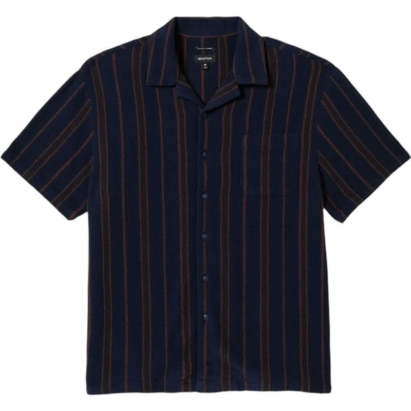 Brixton Bunker Waffle Stripe Short Sleeve Camp Collar Shirt – Men’s