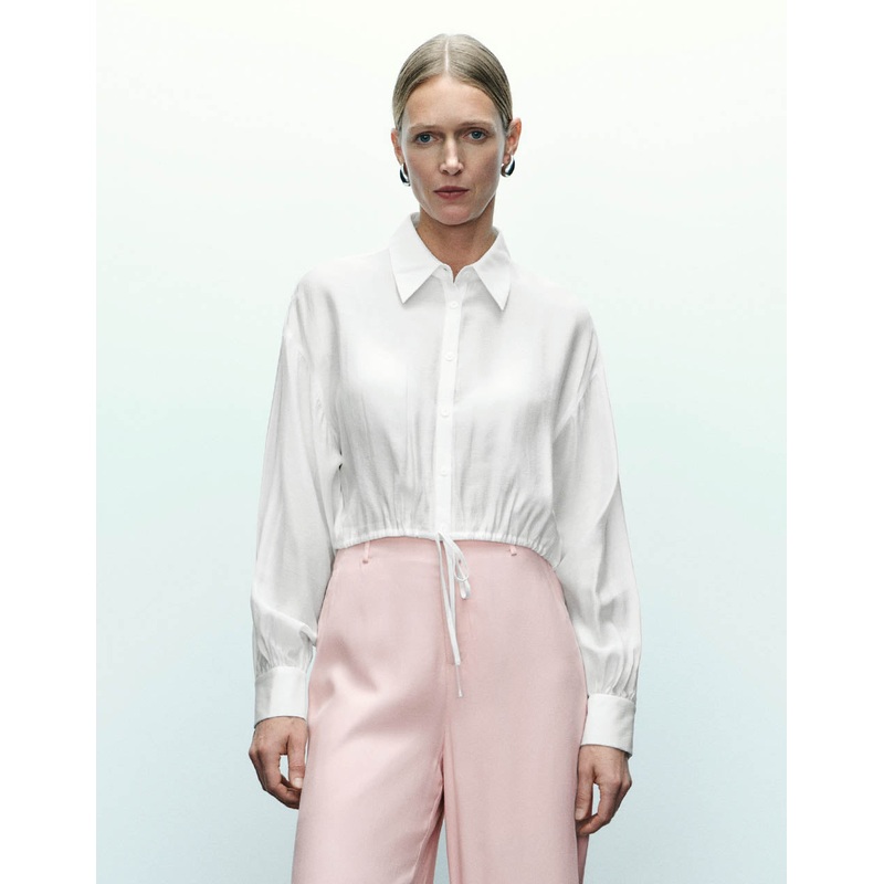 Cropped Loose Shirt White XS