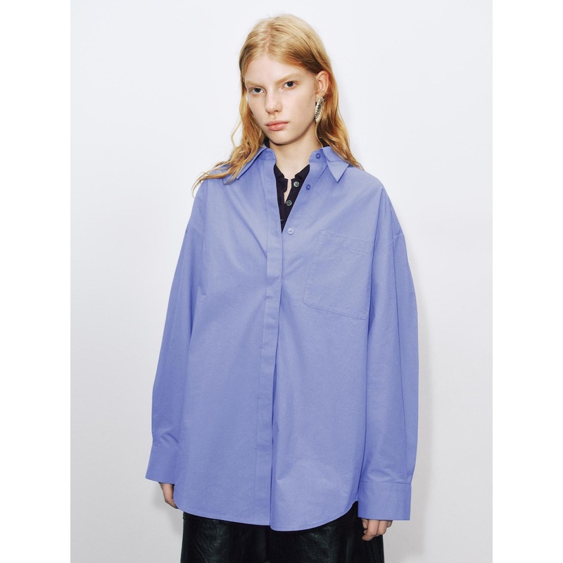 Patch Pocket Shirts Blue and Purple XS