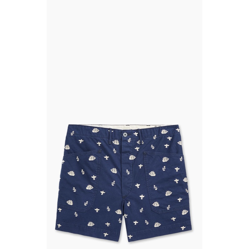 RRL Nautical-Embroidered Twill Short Navy W30