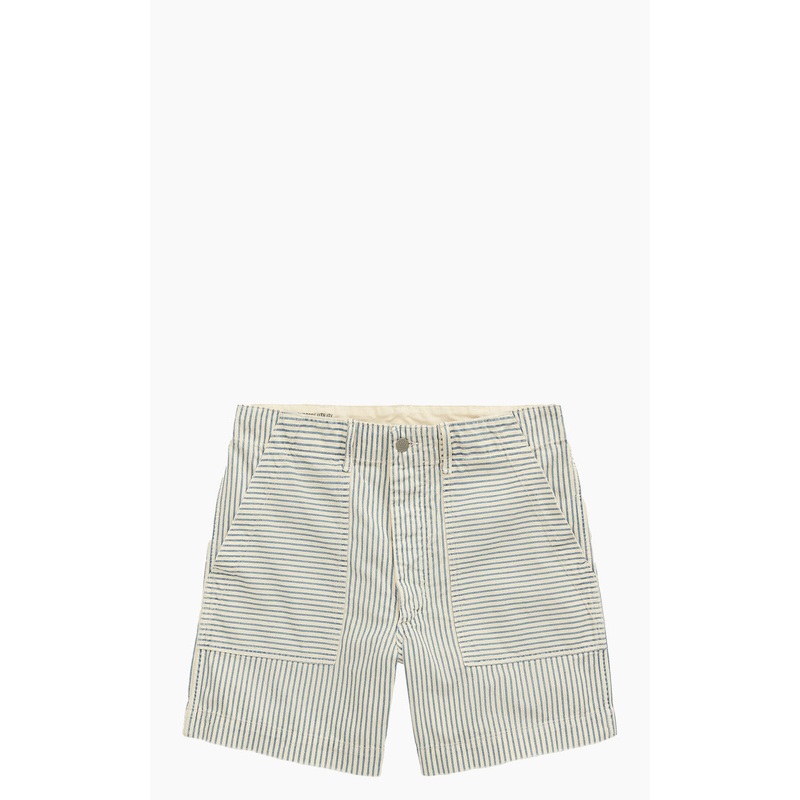 RRL Striped Cotton-Linen Field Short Indigo/Creme Stripe W30