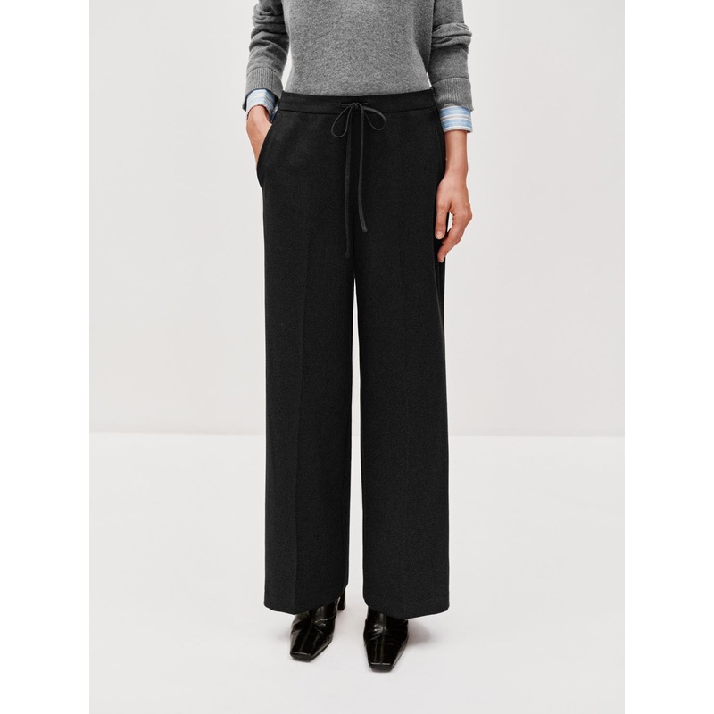 Tie Detail Wide Leg Pants Black XXS