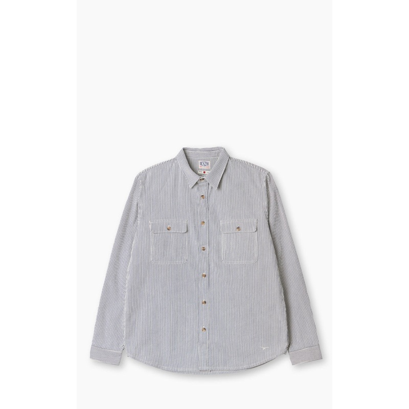 Benzak BWS-01 Work Shirt 6.5oz Blue & White Cord Stripe M