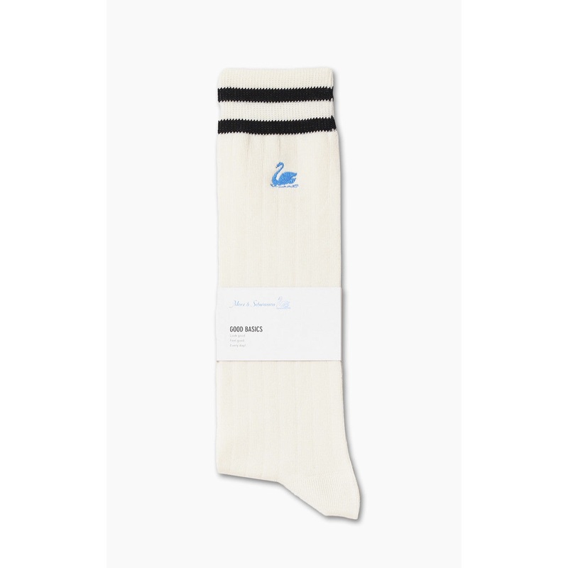 Merz b. Schwanen GS08 Cotton Socks White/Deep Black