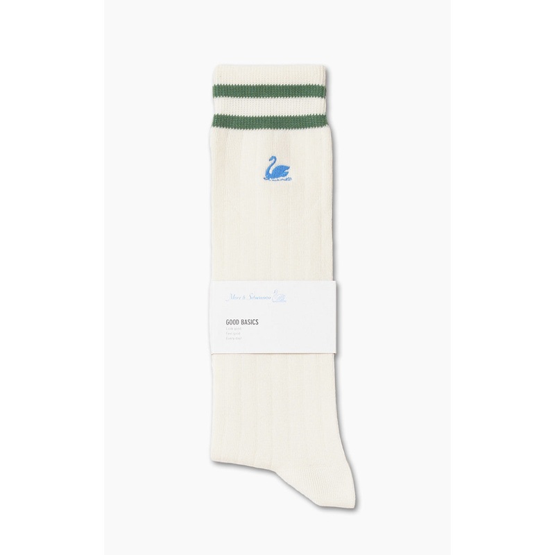 Merz b. Schwanen GS08 Cotton Socks White/Grass