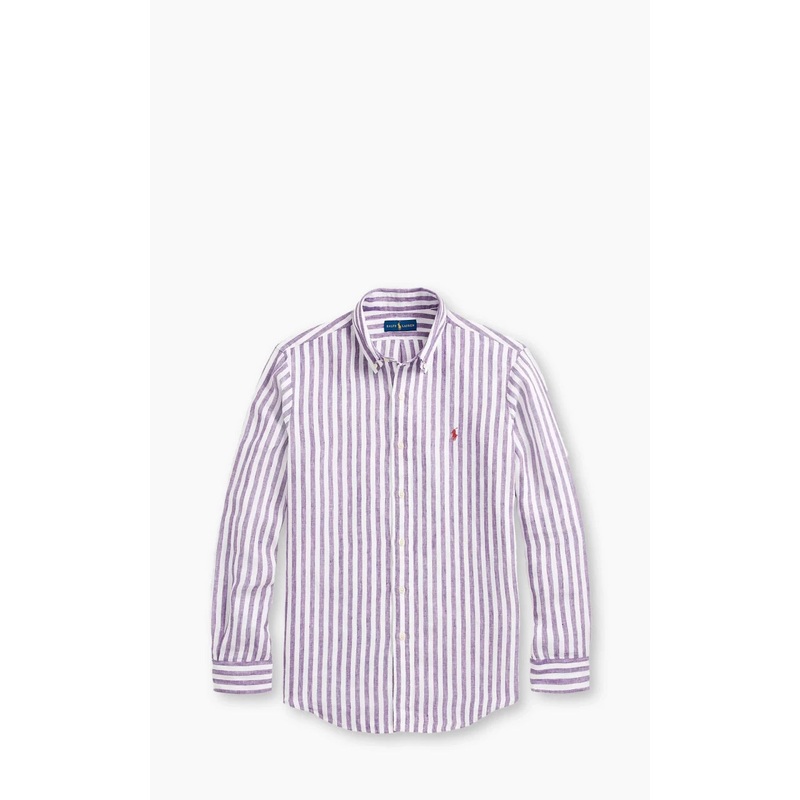 Polo Ralph Lauren Custom Fit Striped Linen Shirt Blue/White S
