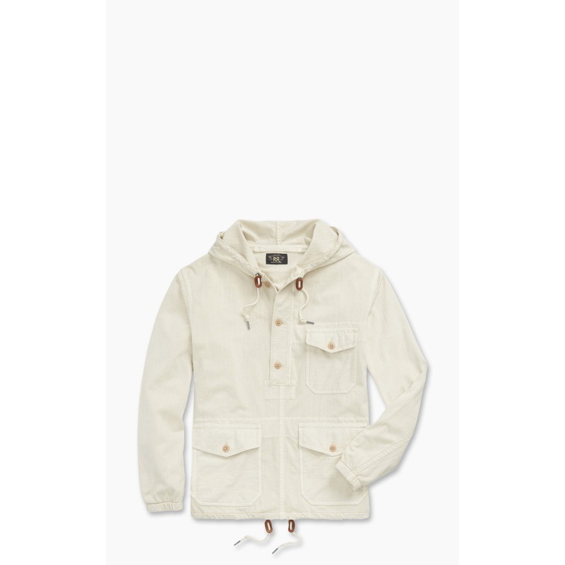 RRL Garment-Dyed Jersey Popover Anorak Cream M