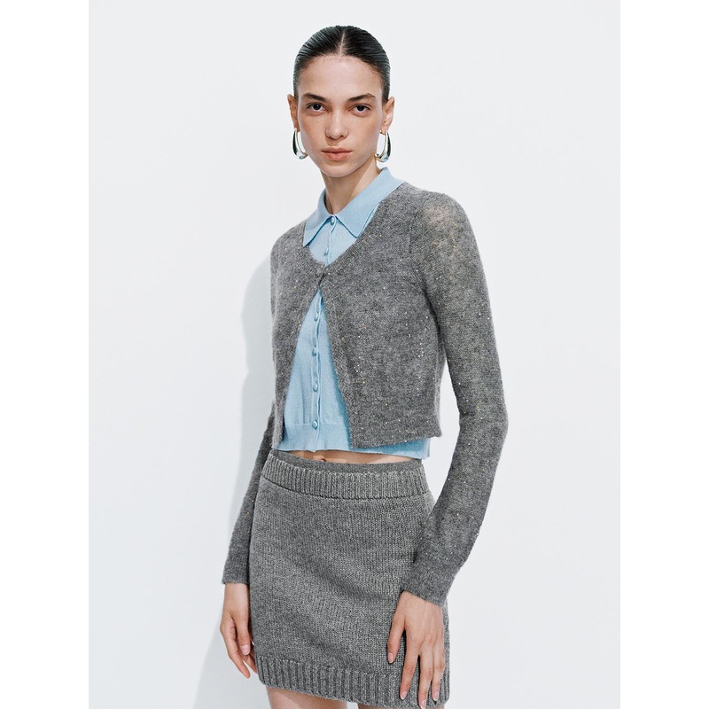 2 In 1 Knitted Cardigans Grey XS