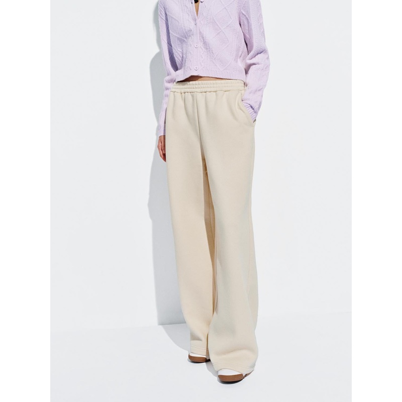 Pull On Wide Leg Pants Light Khaki XXS