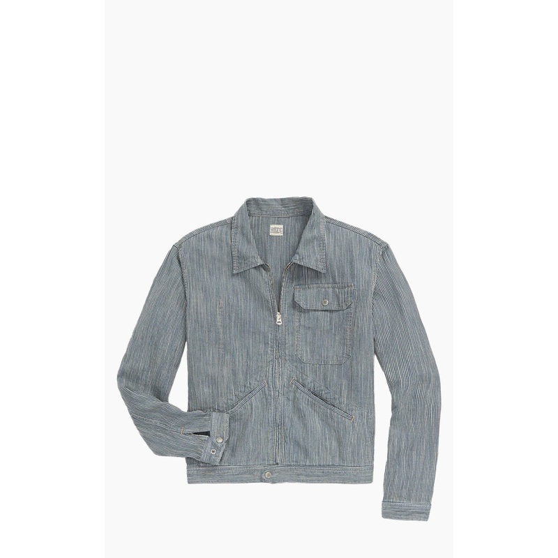 RRL Striped Cotton-Linen Jacket Indigo M