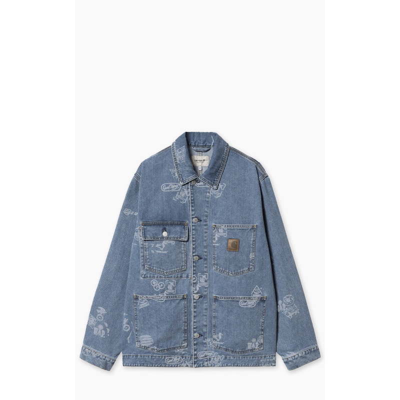 Carhartt WIP Stamp Jacket Maitland Stamp Denim Stamp Print/Blue Bleached S