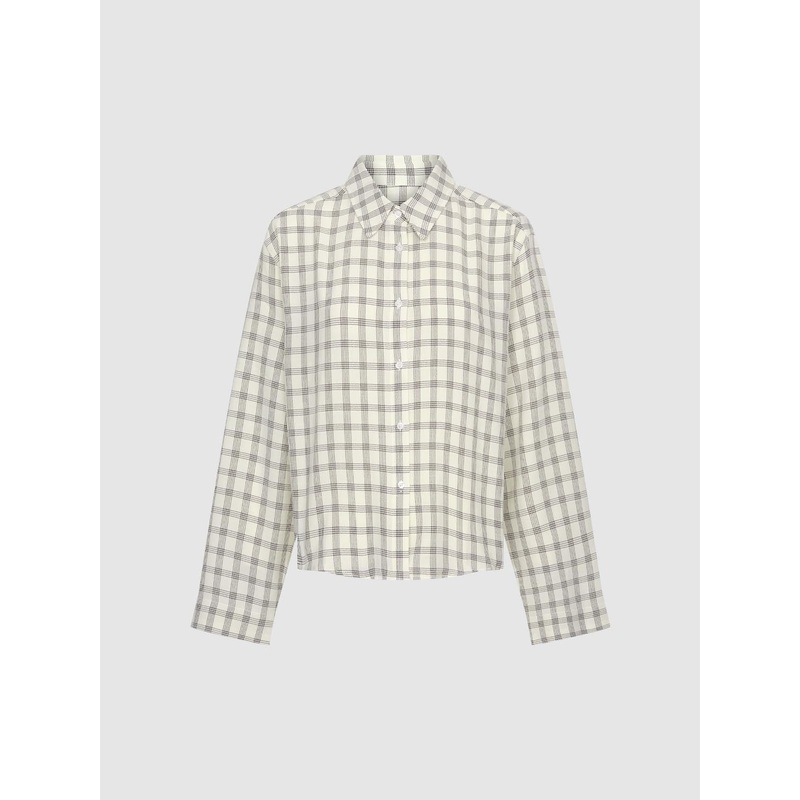 Check Button Up Shirts White Checkered XS