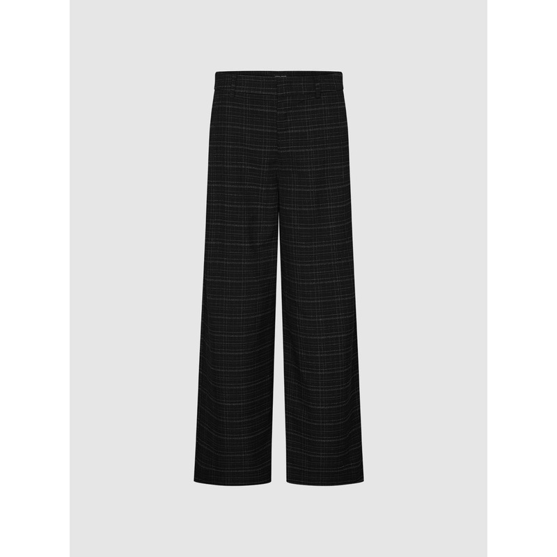Check Wide Leg Pants Grey Checkered XXS