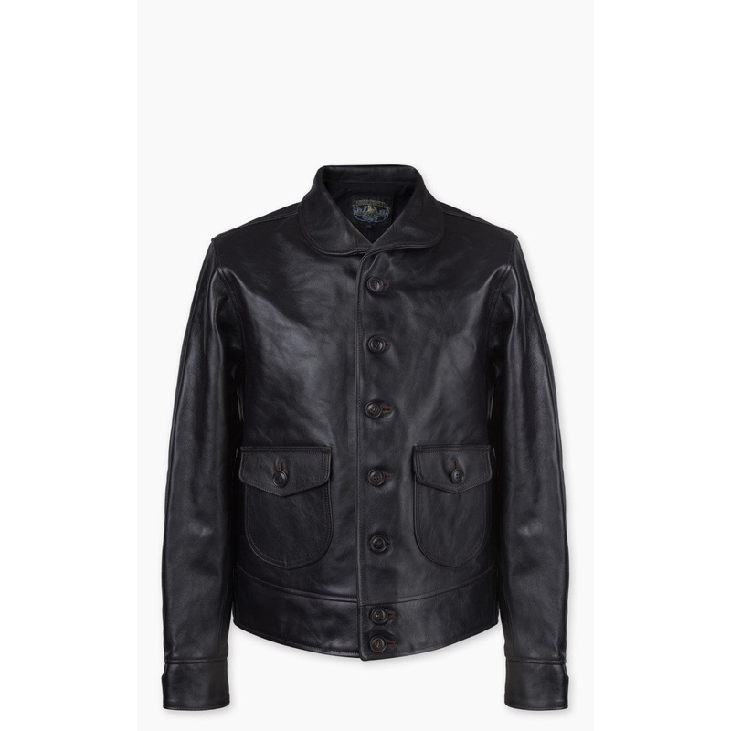 Double Helix Classic 1920s Horsehide Leather Jacket Black 38/S