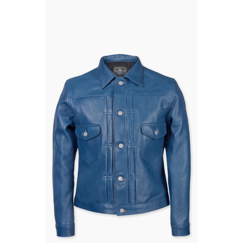 Double Helix Gold Digger Horsehide Leather Jacket Indigo 38/S