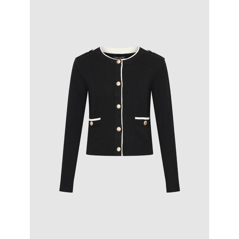 Button Detail Knitted Cardigans Black XS