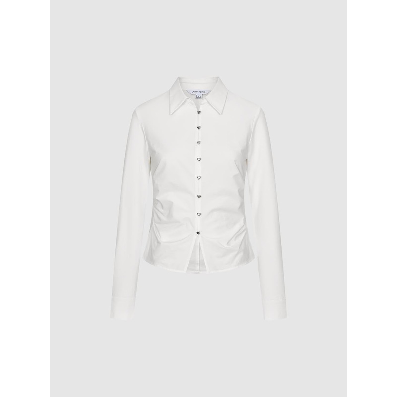 Ruched Slim Fit Shirts White XS
