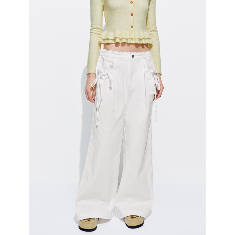 String Dcor Asymmetric Wide Leg Pants White XS