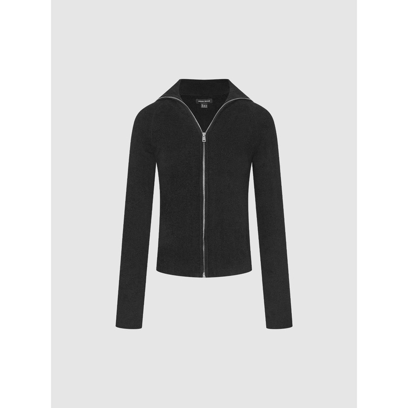 Full Zip Slim Knitted Cardigans Black XS
