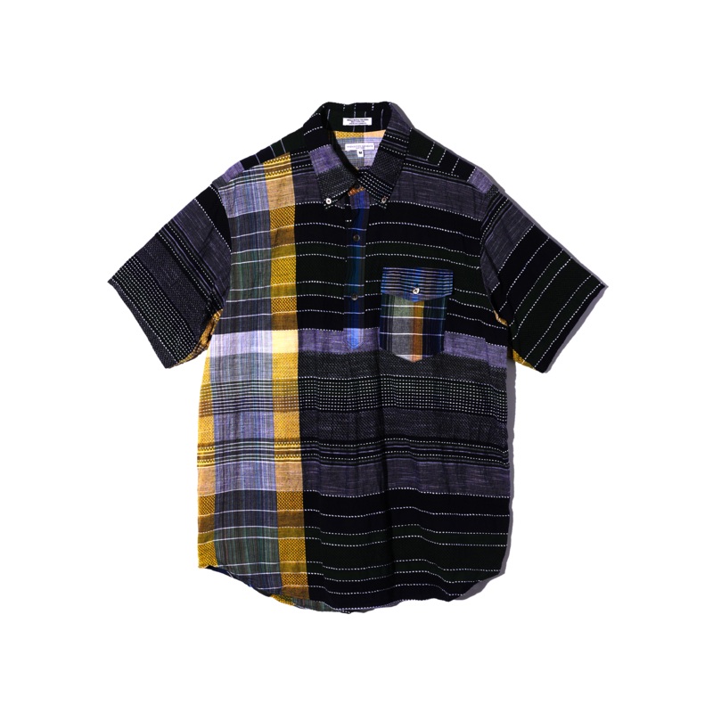 Popover BD Shirt Navy-Yellow-Green Madras Small