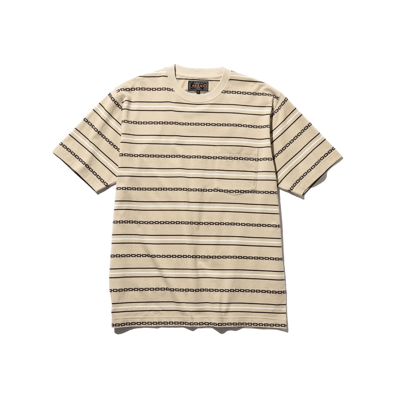 SS Jacquard Stripe Pocket Tee Beige Medium