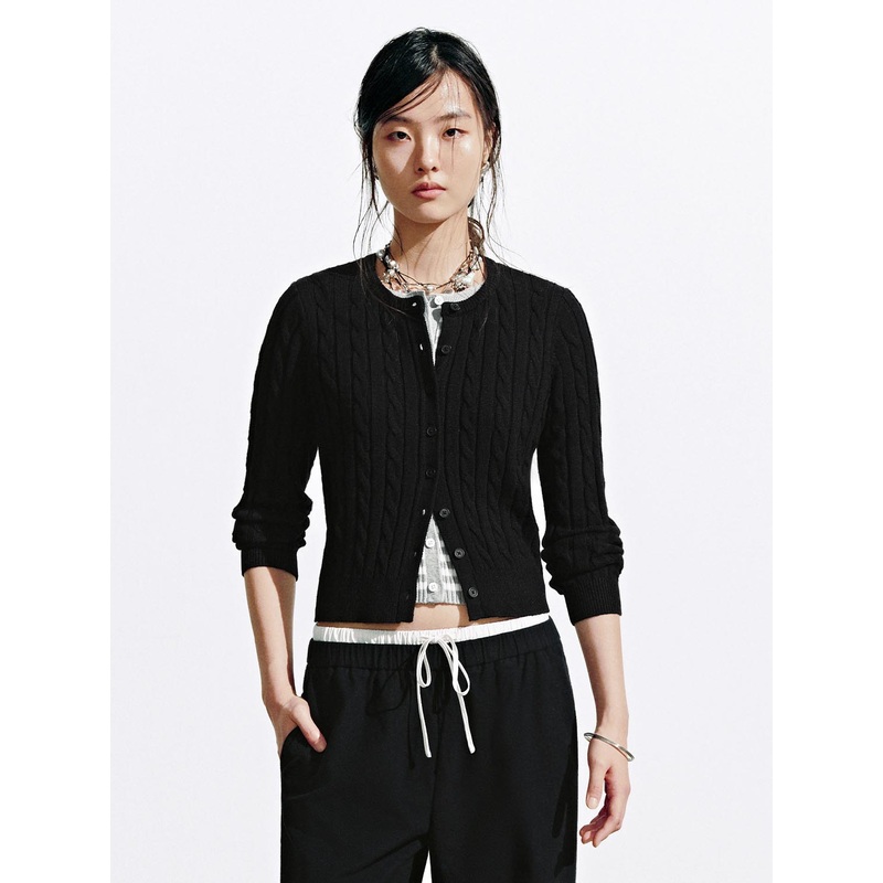 2 In 1 Contrast Knitted Cardigans Grey Striped XS