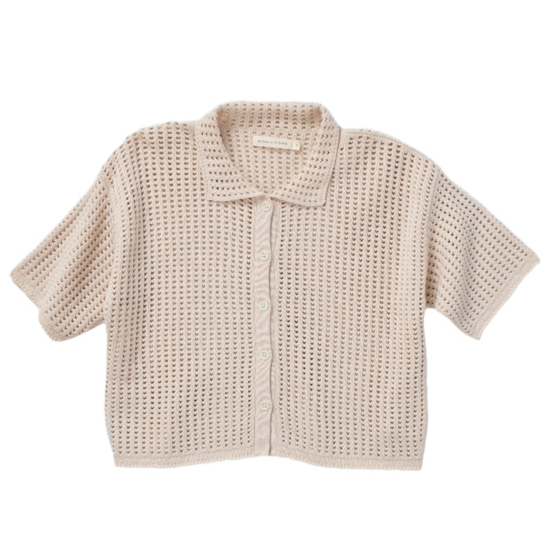 Open Knit Polo Cream Small
