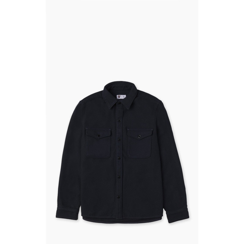 Tellason Wool Shirt Panno Over Navy M