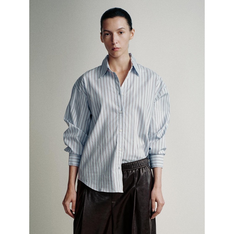 Striped Loose Fit Shirts Purple Striped XS