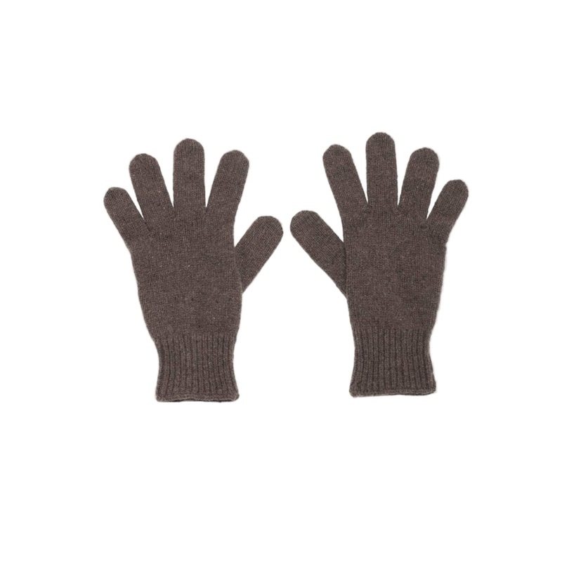 Merino Wool Ribbed Gloves Burel Brown