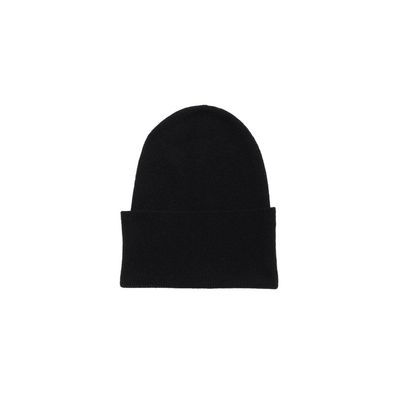 Recycled Cashmere Whit Beanie Black