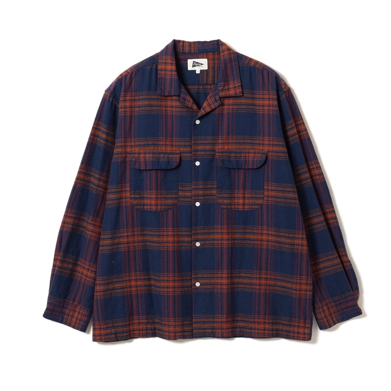 Vincent Nep Herringbone Plaid Shirt Khaki Small