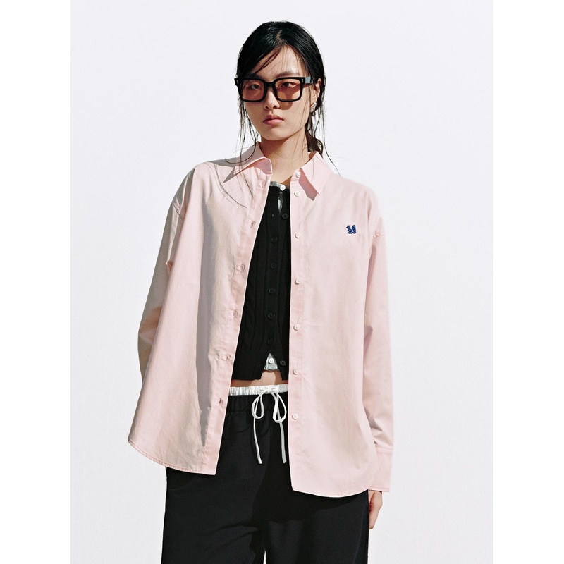 Embroidered Loose Fit Shirts Pink XS