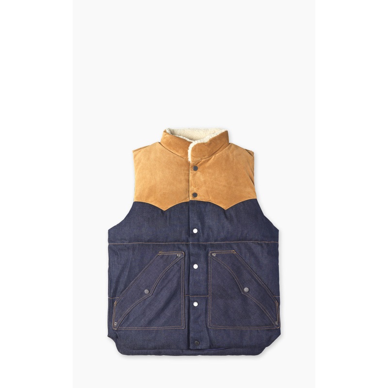 Tellason x Shangri-La Heritage Bivacco Down & Denim Vest Indigo/Gold M