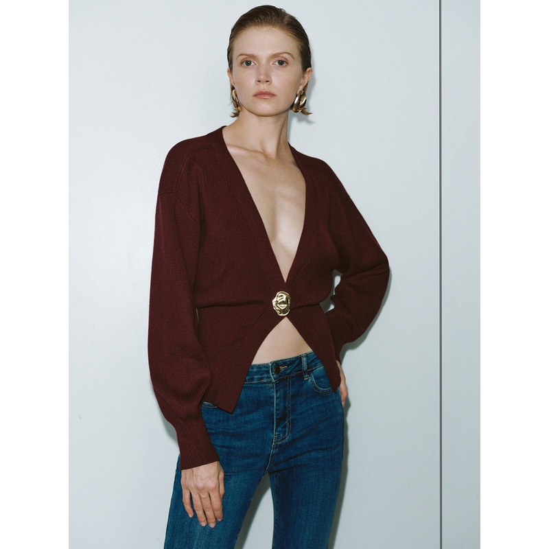 V-Neck Knitted Cardigan Pastel Green XS