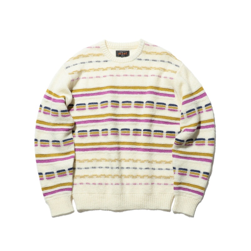 Jacquard Stripe Crew Off White Small