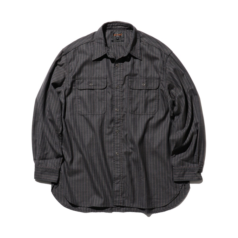 WORK Uniform Serge Pin Stripe Shirt Grey Medium