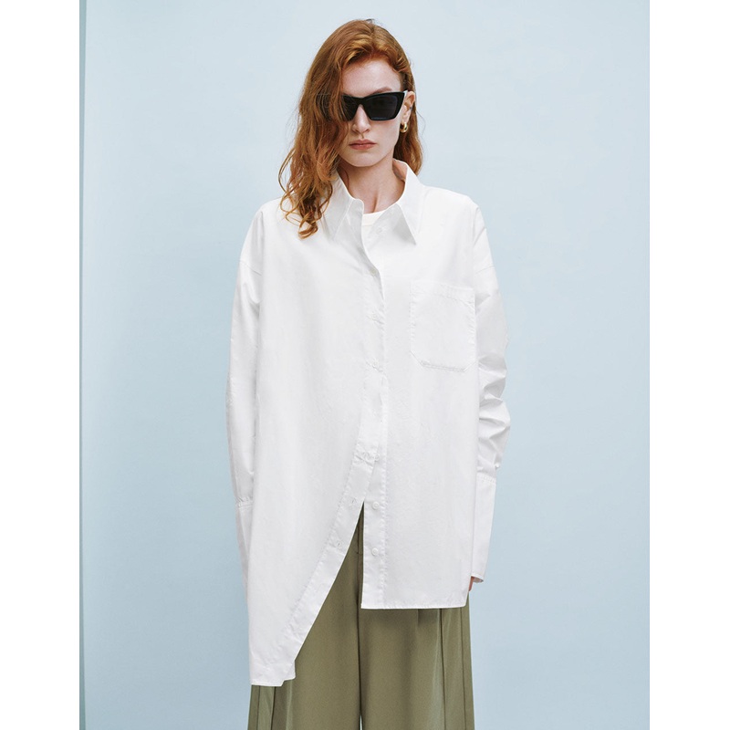 Button Up Straight Shirt White S(XS-S)