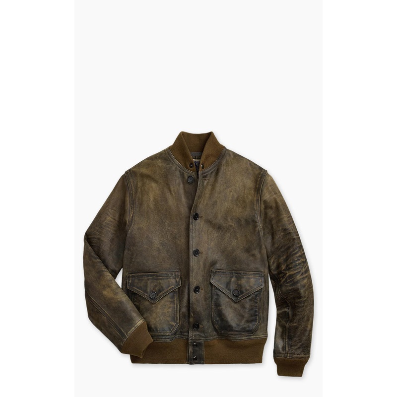 RRL Stanton Indigo Leather Bomber Jacket Vintage Indigo S