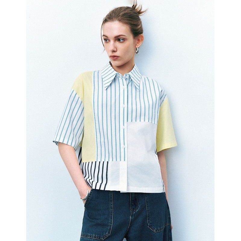 Striped Button Up Shirt Blue Striped S