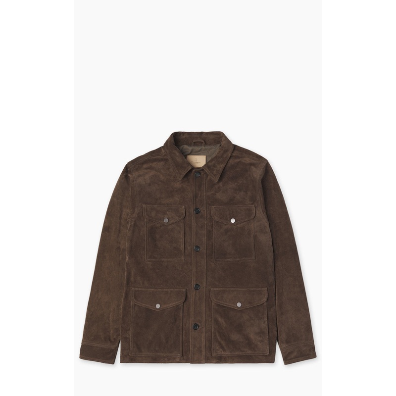 x Shangri La Heritage New Hunting Jacket Suede Calf Split Silky Dark BrownTellason S