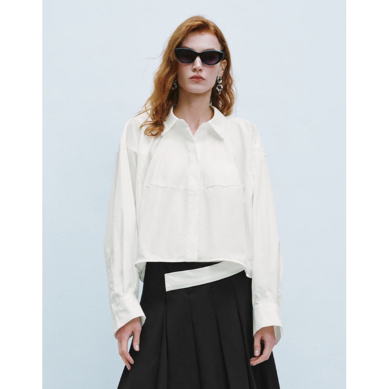 Cropped Straight Shirt White S