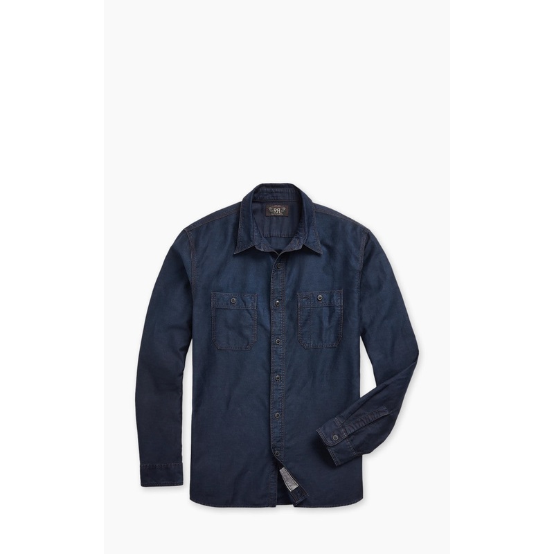 RRL Indigo Cotton-Linen Sateen Workshirt Indigo S