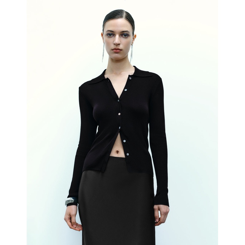 Skinny Knitted Cardigan Black XS