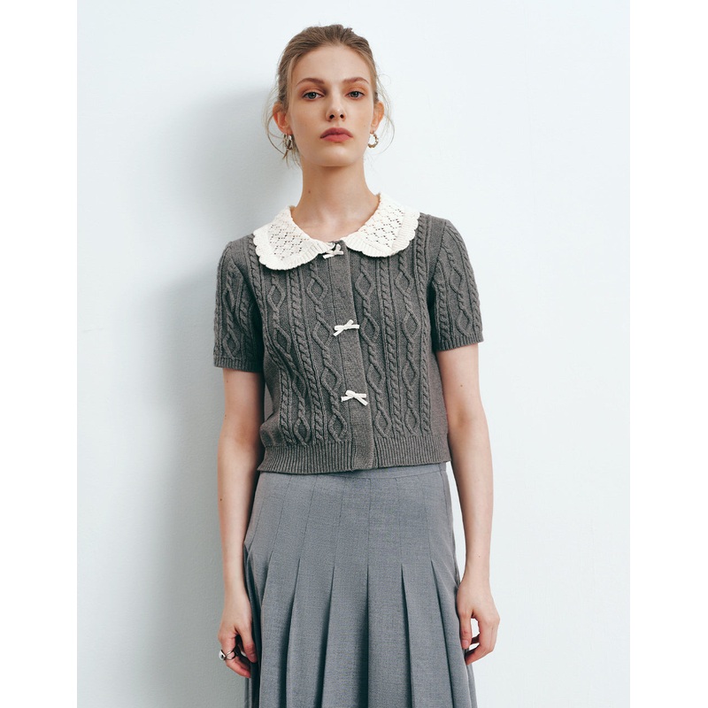 Skinny Knitted Cardigan Grey XS