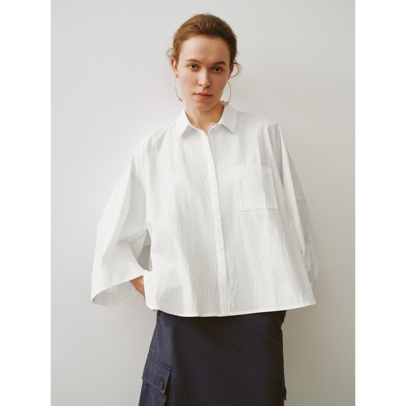Button Up Loose Shirt White XS